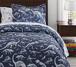 Dinosaur Bones Glow-in-the-Dark Duvet Cover & Shams