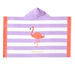 Flamingo Stripe Beach Hooded Towel