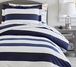 Rugby Stripe Organic Duvet Cover & Shams