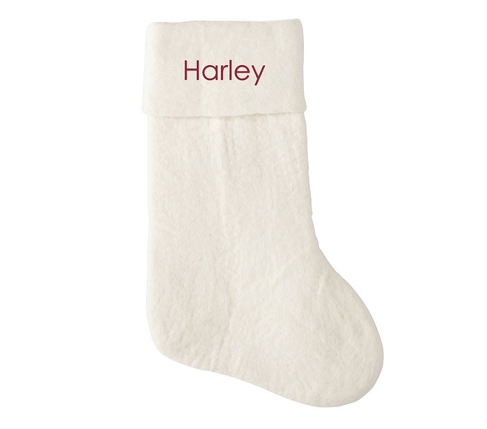 west elm x pbk Modern White Solid Felt Christmas Stocking