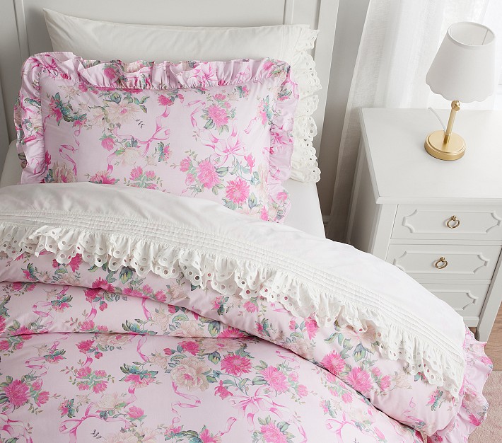 LoveShackFancy Cabbage Rose Ruffle Duvet Organic Cover &amp; Shams