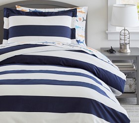 Rugby on sale Stripe Organic Twin Duvet Cover & Sham pottery barn kids