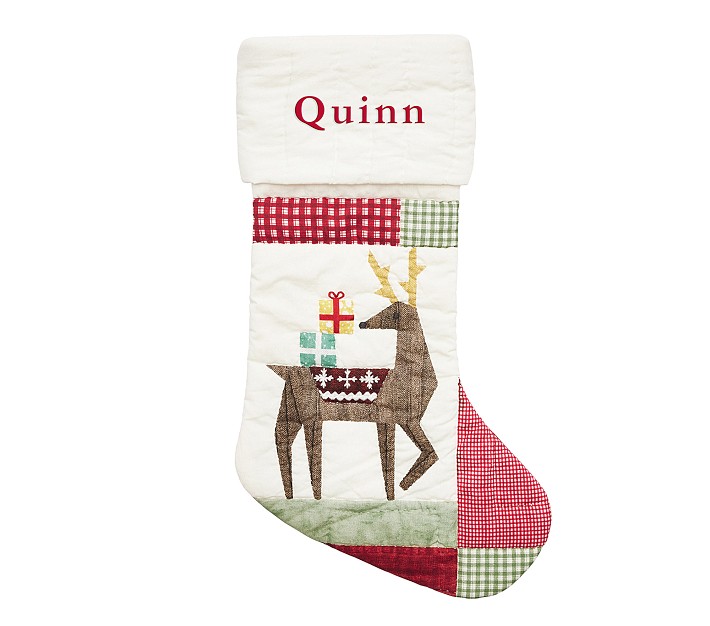 Reindeer Heirloom Quilted Christmas Stocking