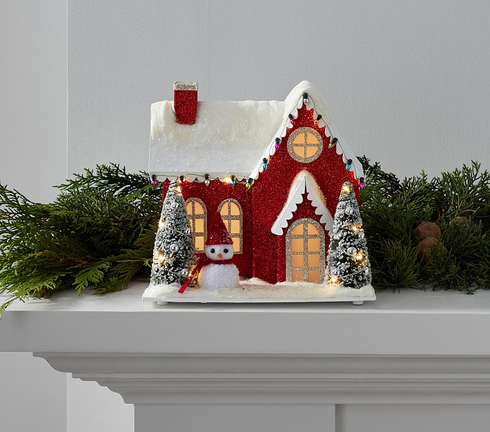 Classic LightUp Mantel Village, Red House Pottery Barn Kids