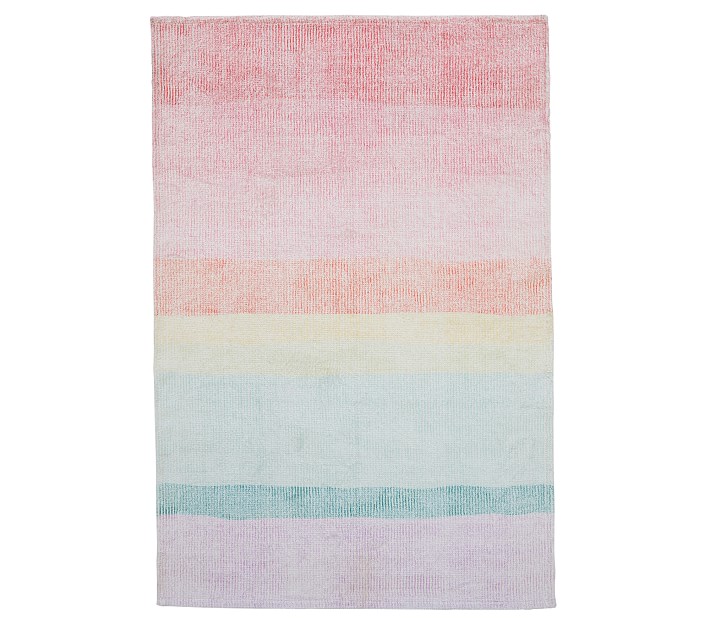 Machine Washable Rainbow Ombre Rug