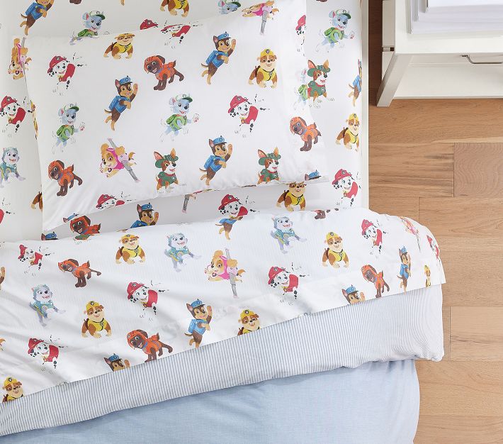 Pottery Barn Kids Organic Paw Patrol Sheet Set Full White Multi