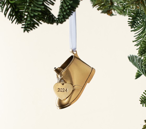 Baby's First Brass Plated Bootie Ornament