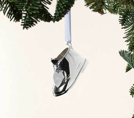 Baby's First Silver Bootie Ornament