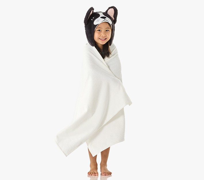 Pippa Frenchie Faux Fur Kid Hooded Towel