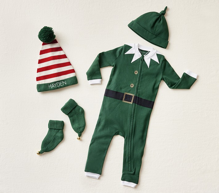 Santa's Helper Pajama, Hat and Bootie Set