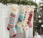 Multi Zigzag Merry &#38; Bright Christmas Stocking