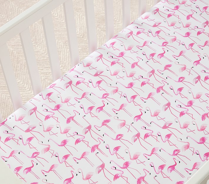 Flamingo Organic Crib Fitted Sheet