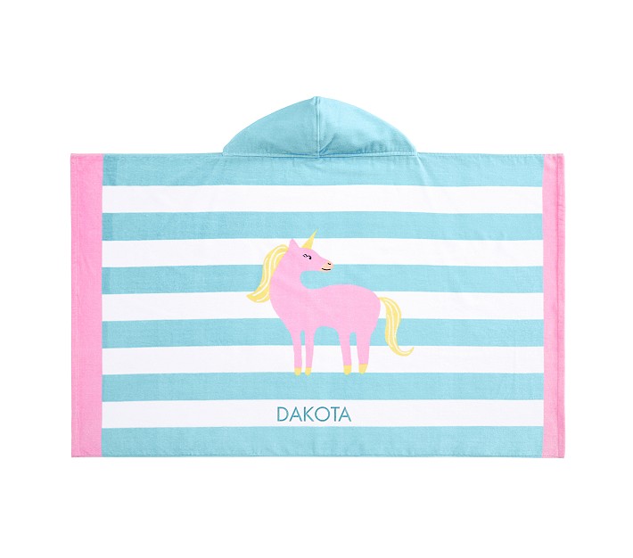 Unicorn Stripe Kid Beach Hooded Towel