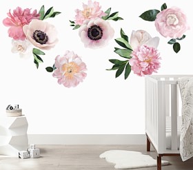 Soft pink garden deals flower wall decals nursery room, half order, urbanwalls