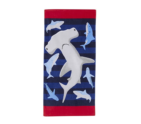 Classic Shark Print Baby Beach Towel | Pottery Barn Kids