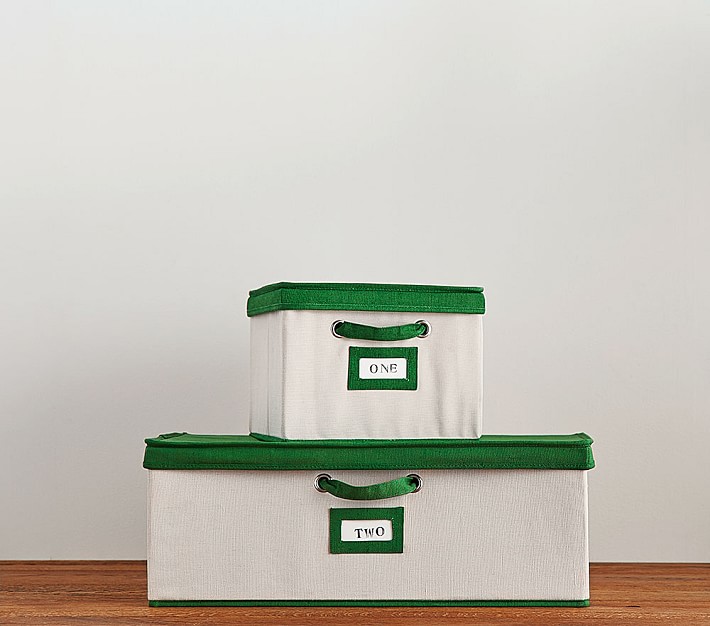 Green Contrast Border Lidded Storage