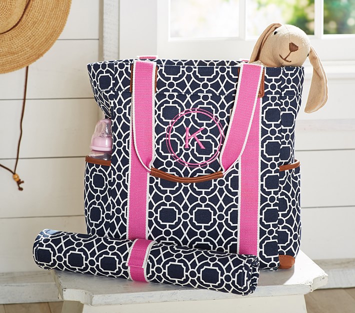 Navy Geo Harper Tote