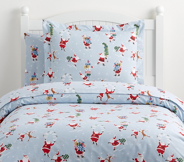 Skating Santa Organic Duvet Cover &amp; Shams