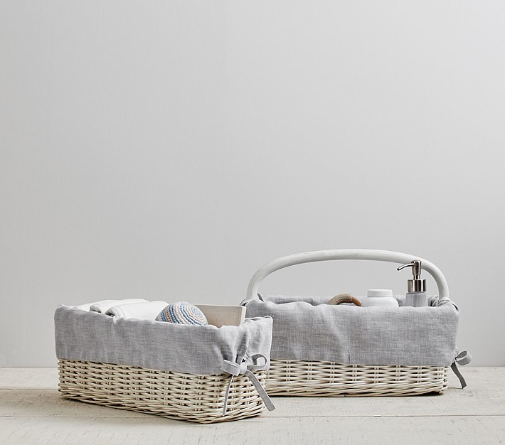 Gray Linen Cotton Nursery Storage