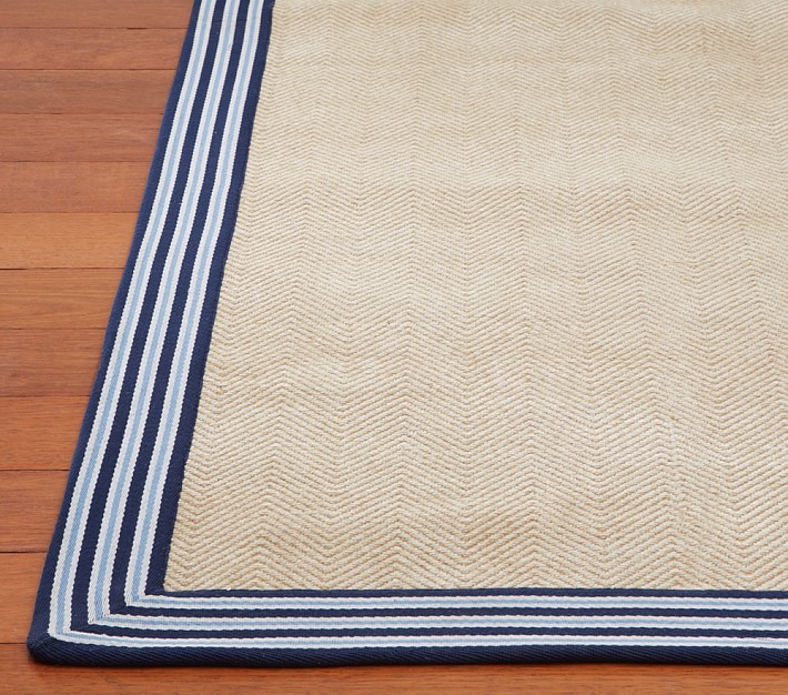 Chenille Jute Stripe Border Rug