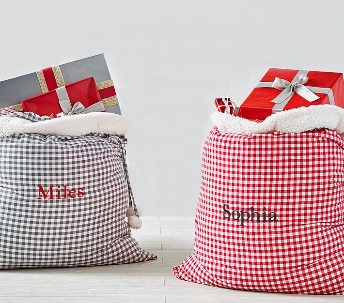 Gingham Santa Bag