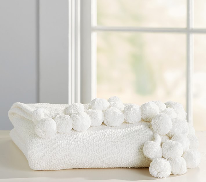 Pom Pom Organic Throw Pottery Barn Kids