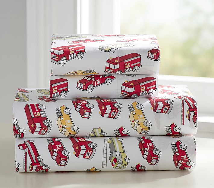 Firetruck Flannel Sheet Set &amp; Pillowcases