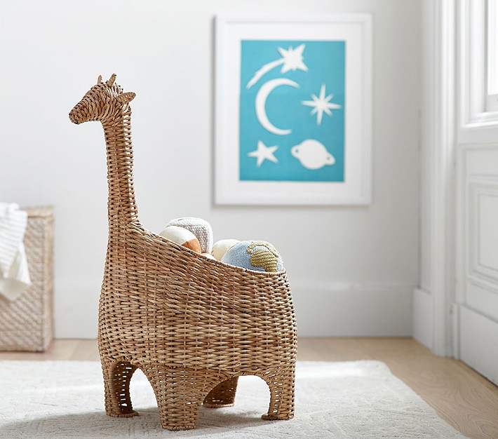 Giraffe Shaped Wicker Basket Nursery Storage Pottery Barn Kids