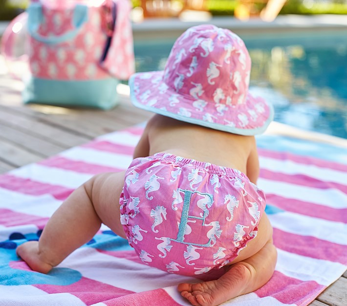 Allover Seahorse Reversible Hat &amp; Diaper Cover