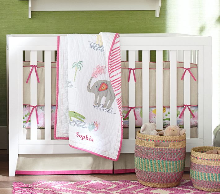 Bright Pink Jungle Safari Crib Bedding Set Pottery Barn Kids