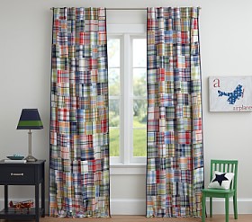 Pottery Barn kids check plaid blackout curtain high quality 44x84