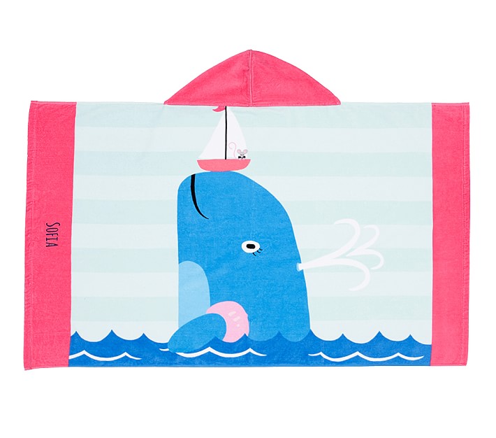 Happy Whale Kid Beach Hooded Towel