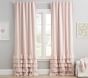 Evelyn Linen Blend Ruffle Bottom Blackout Curtain