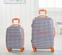 Mackenzie Navy/Orange Gingham Hard Sided Spinner Luggage