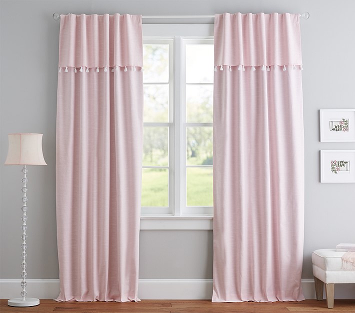 Evelyn Linen Blend Valance Tassel Blackout Curtain