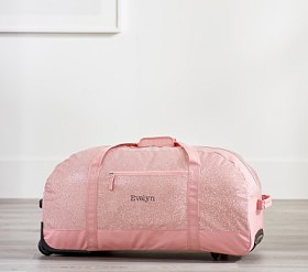 Pink duffle bag with wheels online