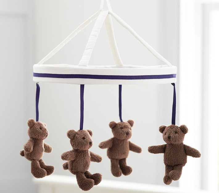 Navy Harper Bear Crib Mobile