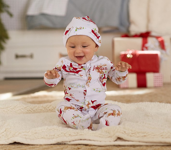 Santa's Sleigh Nursery Pajama &amp; Hat Set