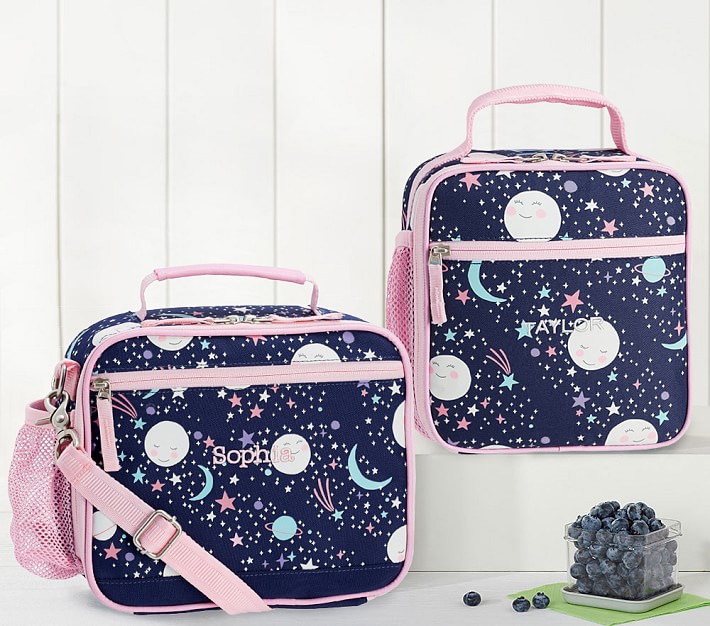 Mackenzie Pink Navy Glow-in-the-Dark Moons Lunch Boxes