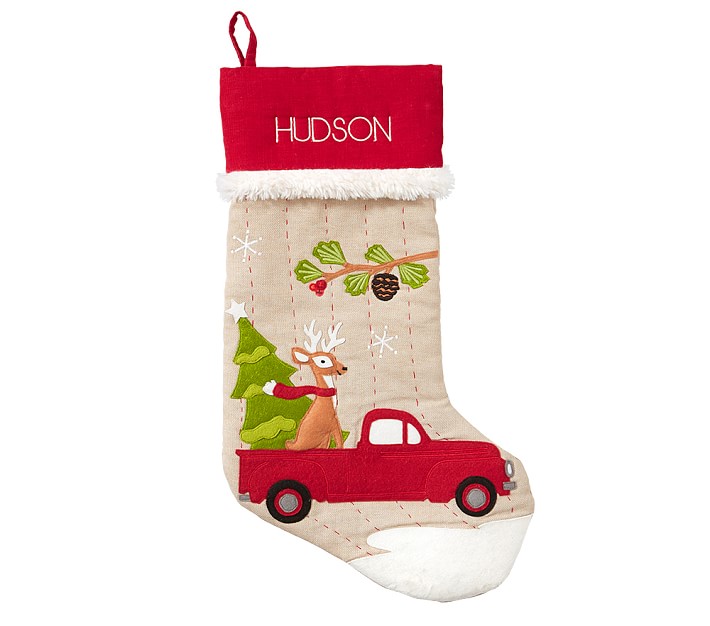 Truck with Reindeer Woodland Stocking