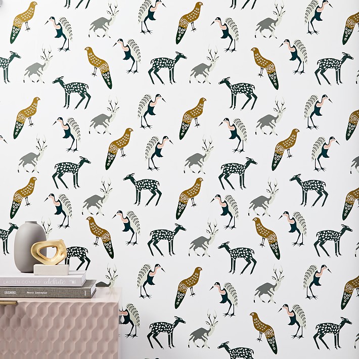 west elm x pbk Woodland Animals Wallpaper