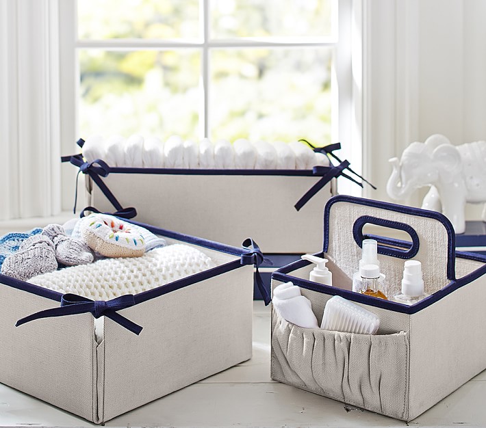 Navy Linen Canvas Nursery Storage