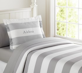 Rugby Stripe Organic Twin Duvet Cover & Sham top pottery barn kids