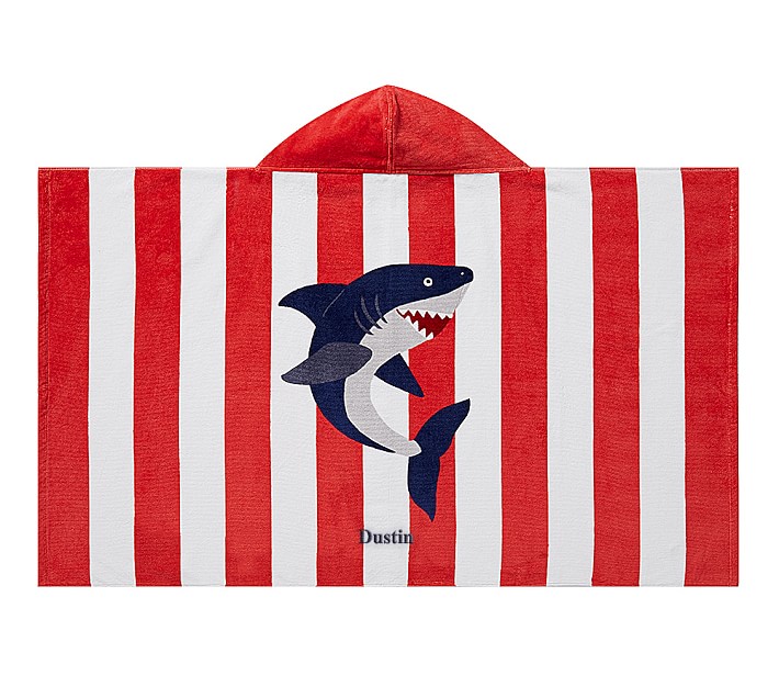 Shark Stripe Kid Beach Hooded Towel