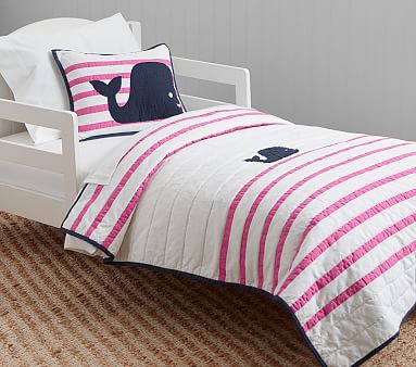 Pink Hamptons Whale Toddler Comforter| Toddler Bedding | Pottery Barn Kids