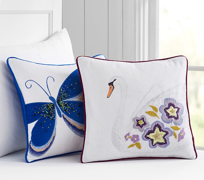 Embellished Swan &amp; Butterfly Shams