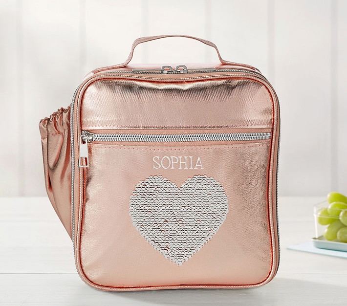 Monique Lhuillier Rose Gold Sequin Heart Lunch Box Pottery Barn Kids