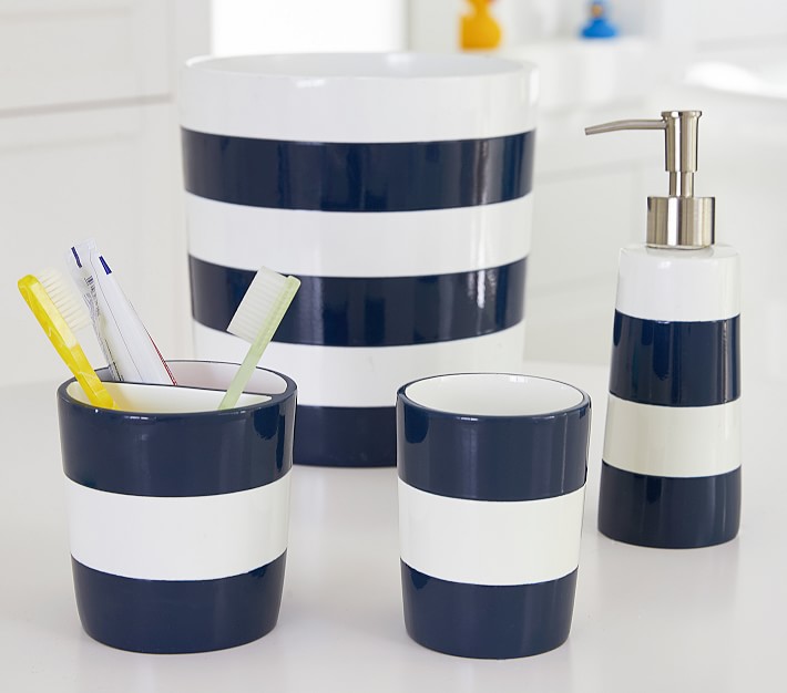 Navy Stripe Bath Accessories