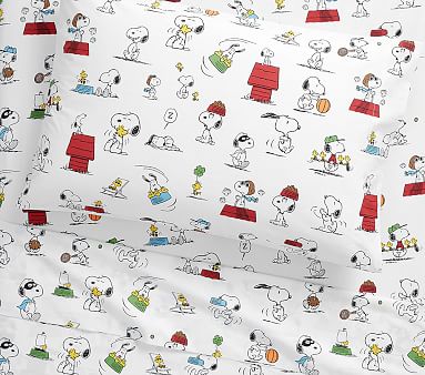 Pottery online Barn Kids Peanuts Snoopy Toddler Bed Sheets