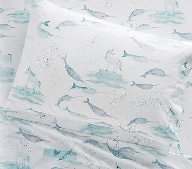 Organic Narwhal Kids Sheet Set Pottery Barn Kids